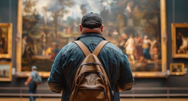 Museos - Hombre apreciando el arte al visitar museos de España reconocidos como los mejores museos de Barcelona