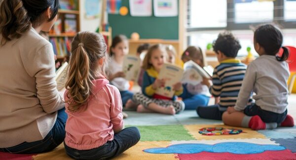 Guarderías - Maestra de escuelas infantiles y guarderías privadas educando mientras realiza el cuidado de niños en una de las mejores guarderías de Barcelona