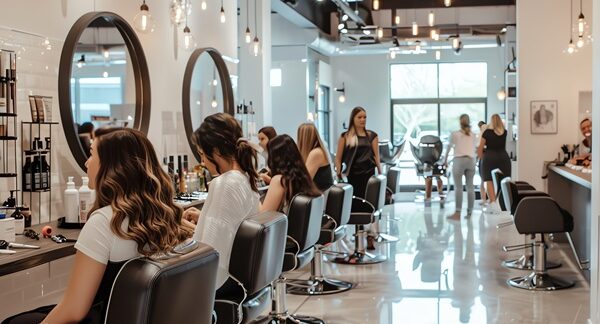 Salones de belleza - Interior de una peluquería barata donde mujeres se realizan tratamientos de estética y peinados de peluquerías en uno de los mejores salones de belleza de Barcelona
