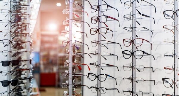 ópticas - Exhibición de venta de gafas en una óptica barata Barcelona reconocida como una de las mejores ópticas de Barcelona