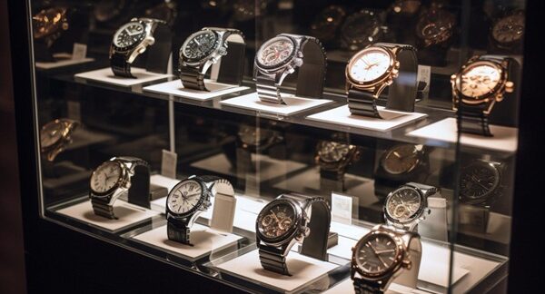 Tiendas de relojes - Exhibición de relojes hombres y reloj mujer en una de las mejores tiendas de relojes de Barcelona