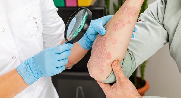 Centros de psoriasis - Médico especialista en enfermedad de la piel atendiendo a un paciente con psoriasis nerviosa en uno de los mejores centros de psoriasis en Barcelona