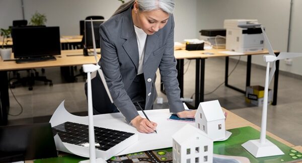 Estudios de arquitectura sostenible - Arquitecta evaluando proyectos de arquitectura moderna en uno de los mejores estudios de arquitectura Barcelona