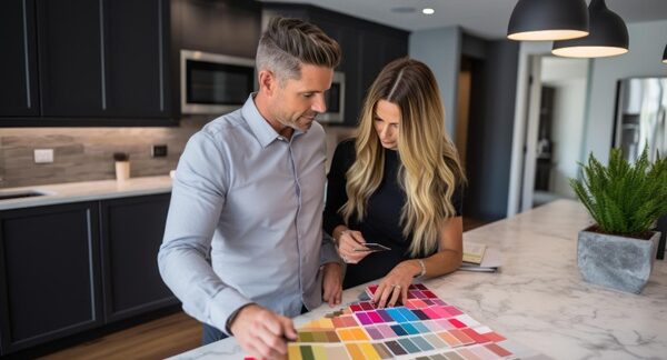 Decoradores de interiores - Diseñadores de interiores en Barcelona seleccionando colores y materiales para las reformas de interiores