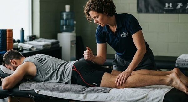Masajistas deportivos - Masajeador deportivo realizando un masaje deportivo Barcelona a un hombre con dolores musculares