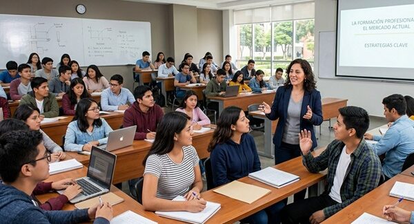 Centros de formación profesional - Grupo de estudiantes viendo clases en uno de los mejores centros de educación en Barcelona