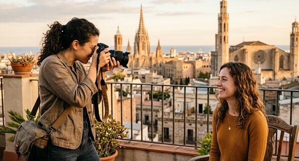 Fotógrafos de retrato - Mujer realizándose una foto retrato con fotógrafos famosos en Barcelona