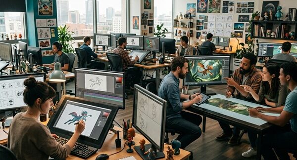 Estudios de animación - Diseñadores realizando la creación de animaciones en el mejor estudio de animación en Barcelona