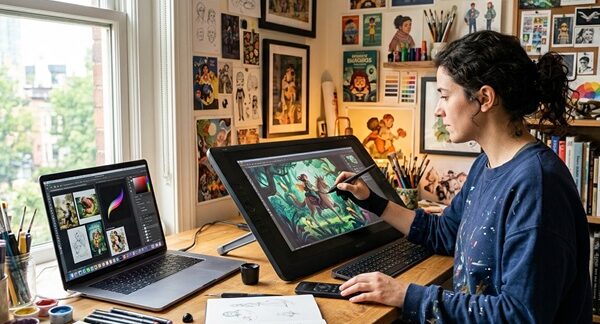 Ilustradores profesionales - Ilustrador freelance realizando un proyecto para una agencia de ilustradores en Barcelona