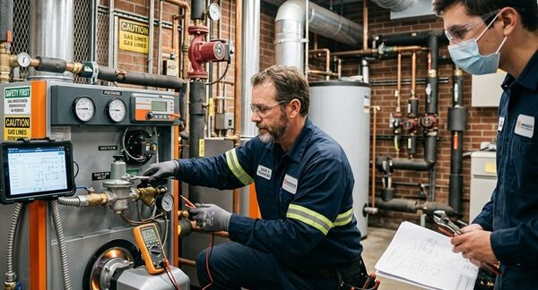 Técnicos de calderas - Especialistas en reparación de calderas realizando un servicio técnico calderas en Barcelona