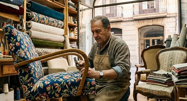 Tapiceros de muebles - Hombre realizando un tapizado de sofás en la mejor tapicería Barcelona
